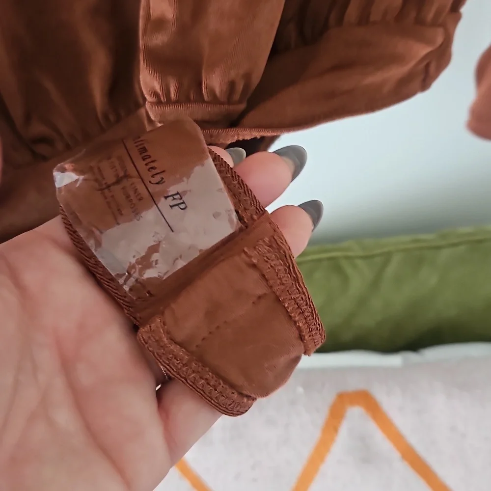 Free People Brown Long Sleeve Bodysuit
